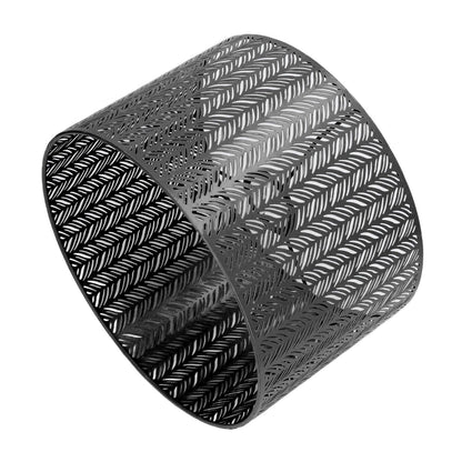 Drum Lamp Shade E27 E14 Clip Fir Leaf Shape Hollow Out Metal Decorative Lampshade Cover for Table Wall Ceiling Lamp Black