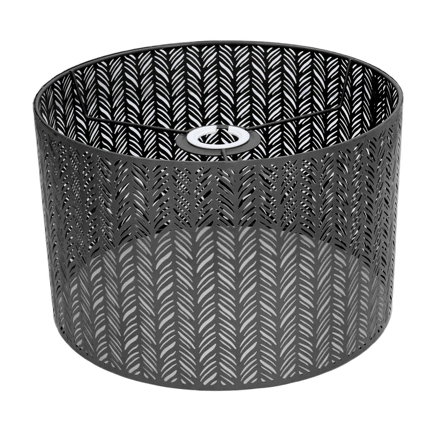 Drum Lamp Shade E27 E14 Clip Fir Leaf Shape Hollow Out Metal Decorative Lampshade Cover for Table Wall Ceiling Lamp Black