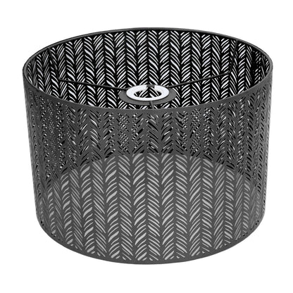 Drum Lamp Shade E27 E14 Clip Fir Leaf Shape Hollow Out Metal Decorative Lampshade Cover for Table Wall Ceiling Lamp Black