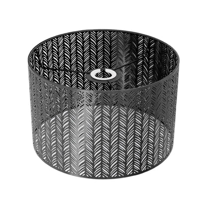 Drum Lamp Shade E27 E14 Clip Fir Leaf Shape Hollow Out Metal Decorative Lampshade Cover for Table Wall Ceiling Lamp Black