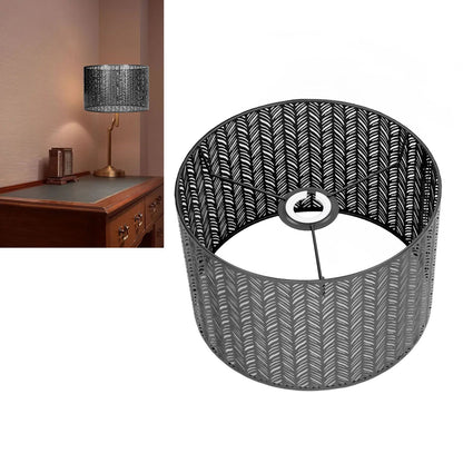 Drum Lamp Shade E27 E14 Clip Fir Leaf Shape Hollow Out Metal Decorative Lampshade Cover for Table Wall Ceiling Lamp Black