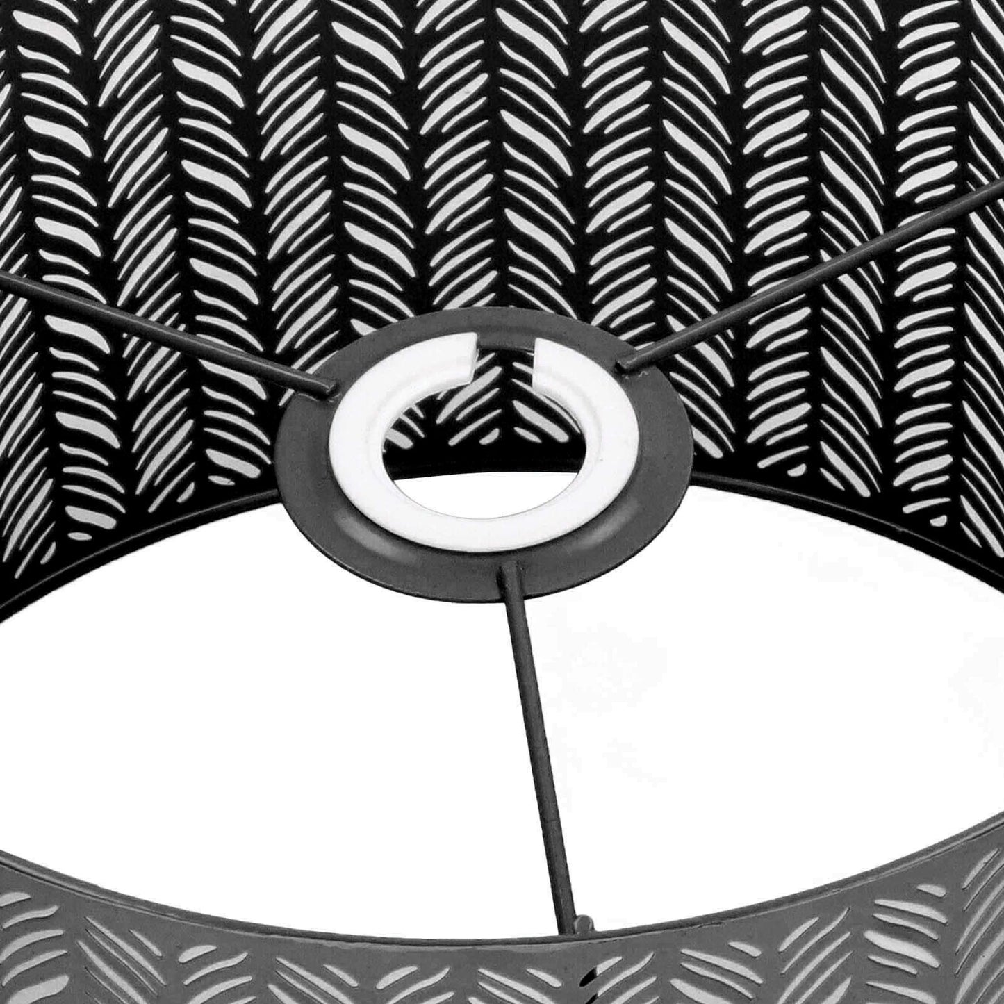Drum Lamp Shade E27 E14 Clip Fir Leaf Shape Hollow Out Metal Decorative Lampshade Cover for Table Wall Ceiling Lamp Black