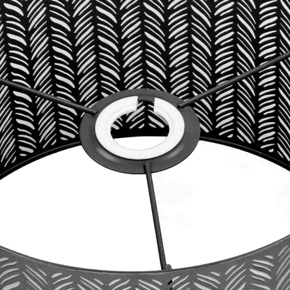 Drum Lamp Shade E27 E14 Clip Fir Leaf Shape Hollow Out Metal Decorative Lampshade Cover for Table Wall Ceiling Lamp Black