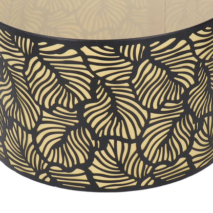 Black Hollow Metal Lampshade with Yellow Lining Metal Table Lamp Light Shade for E27 E14 Caliber Base