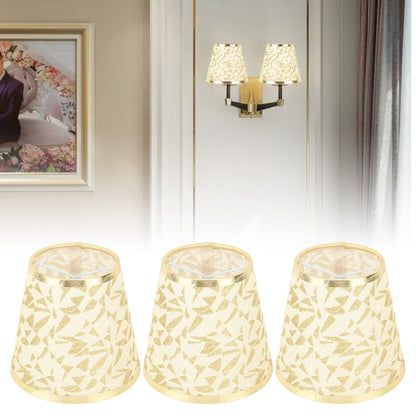 Cloth Lampshade Clip On Design Modern Barrel Fabric Lamp Shades for E14 Bulb Chandelier Wall Lamp 3pcs Gold