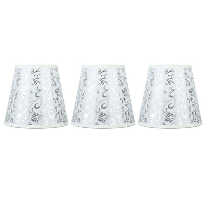 Cloth Lampshade Clip On Installation Modern Fabric Lamp Shades for E14 Bulb Chandelier Table Lamp 3pcs Silver