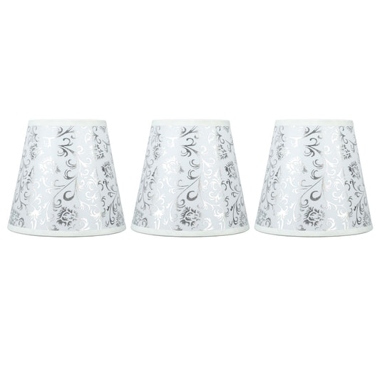 Cloth Lampshade Clip On Installation Modern Fabric Lamp Shades for E14 Bulb Chandelier Table Lamp 3pcs Silver
