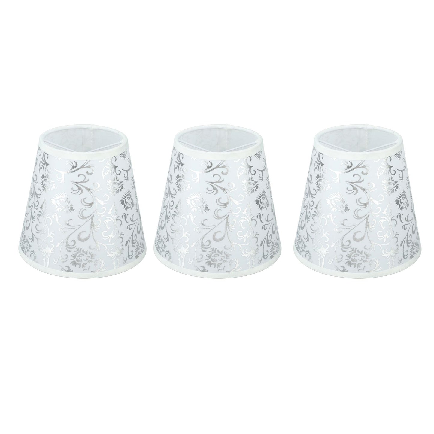 Cloth Lampshade Clip On Installation Modern Fabric Lamp Shades for E14 Bulb Chandelier Table Lamp 3pcs Silver