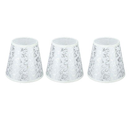 Cloth Lampshade Clip On Installation Modern Fabric Lamp Shades for E14 Bulb Chandelier Table Lamp 3pcs Silver
