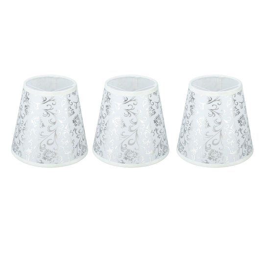 Cloth Lampshade Clip On Installation Modern Fabric Lamp Shades for E14 Bulb Chandelier Table Lamp 3pcs Silver