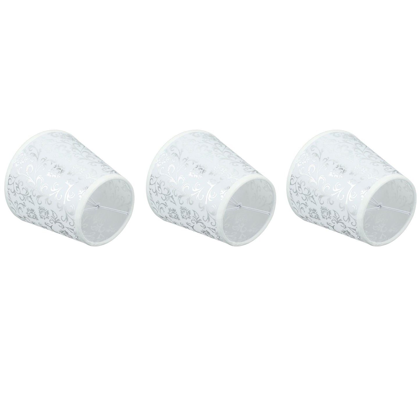 Cloth Lampshade Clip On Installation Modern Fabric Lamp Shades for E14 Bulb Chandelier Table Lamp 3pcs Silver