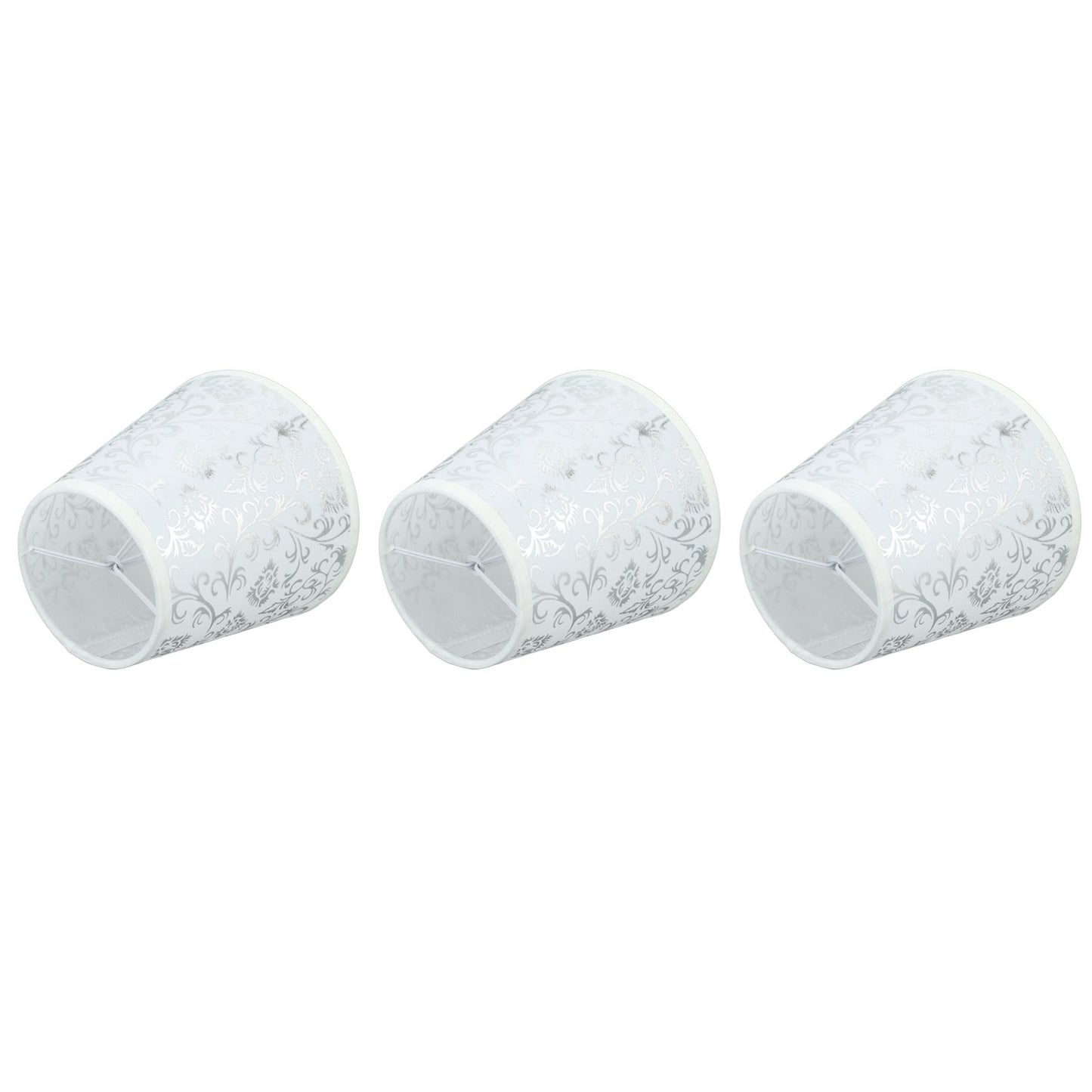 Cloth Lampshade Clip On Installation Modern Fabric Lamp Shades for E14 Bulb Chandelier Table Lamp 3pcs Silver