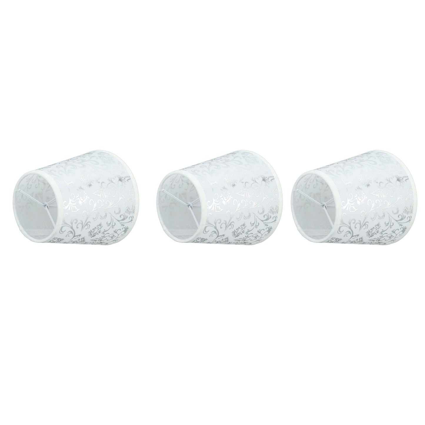 Cloth Lampshade Clip On Installation Modern Fabric Lamp Shades for E14 Bulb Chandelier Table Lamp 3pcs Silver