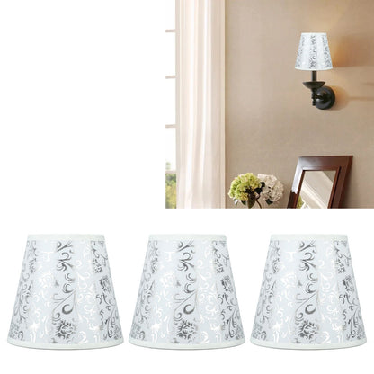 Cloth Lampshade Clip On Installation Modern Fabric Lamp Shades for E14 Bulb Chandelier Table Lamp 3pcs Silver