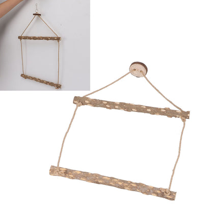Large Bird Cage Swing Natural Wooden Safe Hanging Birds Standing Chewing Toy for Parrots