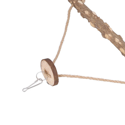 Large Bird Cage Swing Natural Wooden Safe Hanging Birds Standing Chewing Toy for Parrots