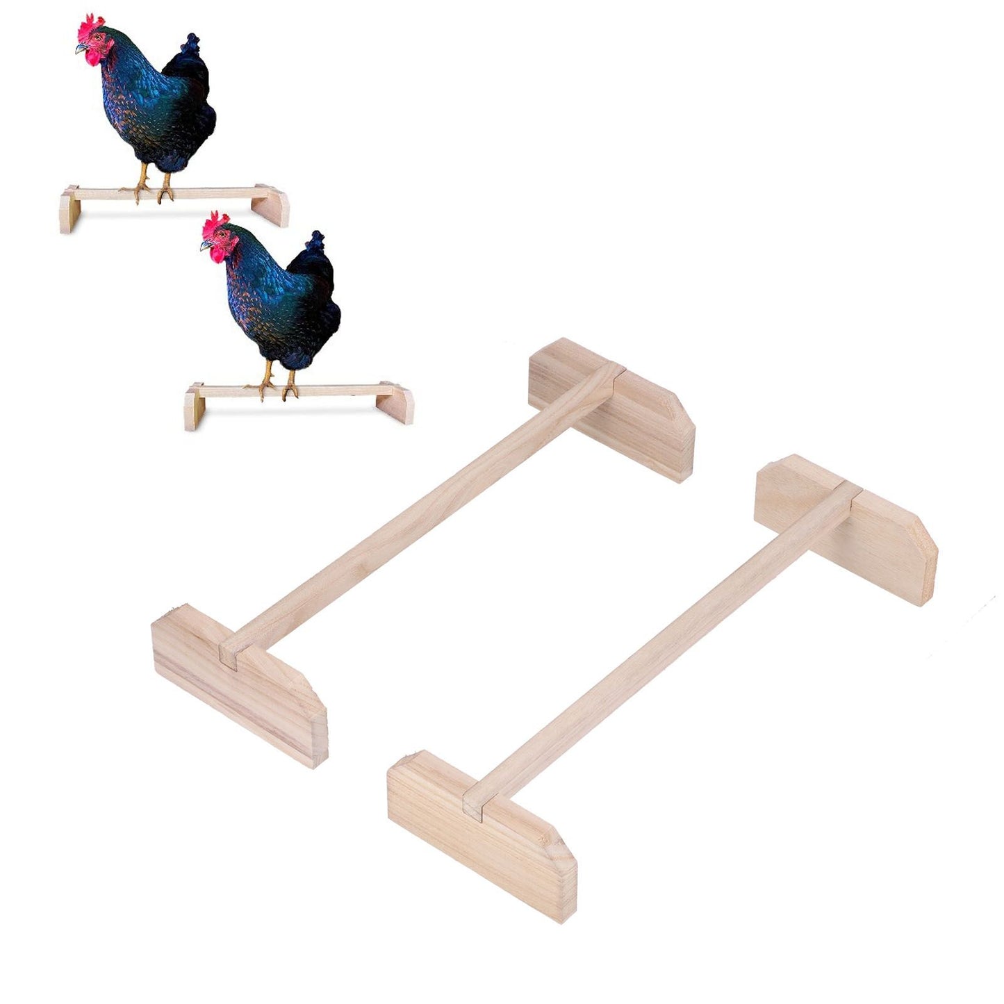 2 Set Chicken Wooden Perches Large Wooden Bird Stand Training Hens Roosting Bar for Rooster Parrots Pet Supplies