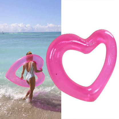 Heart Pool Float PVC Material Skin Friendly Lightweight Pink Romantic Style Floating Tubes for Summer