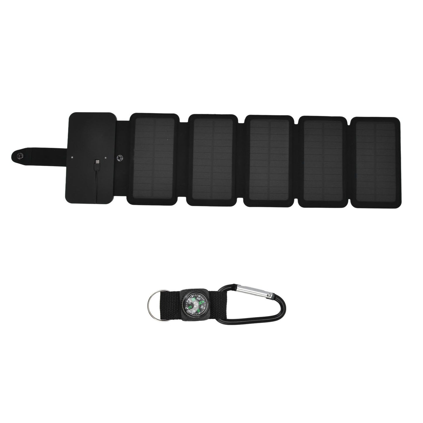Solar Power Bank Foldable Dual Output Portable Universal Direct Charging Charger for 3 Proof Mobile Power Supply Black 5 Fold