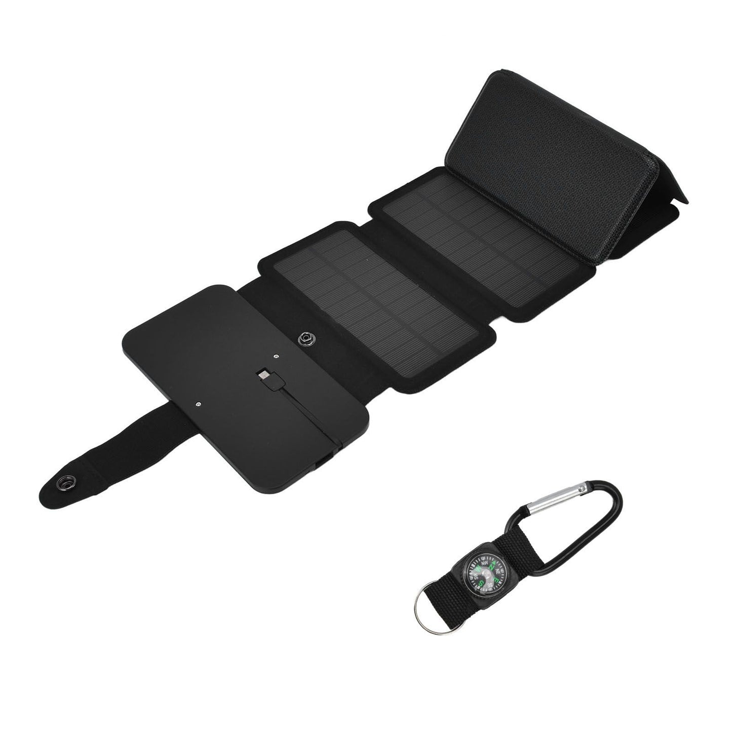 Solar Power Bank Foldable Dual Output Portable Universal Direct Charging Charger for 3 Proof Mobile Power Supply Black 5 Fold