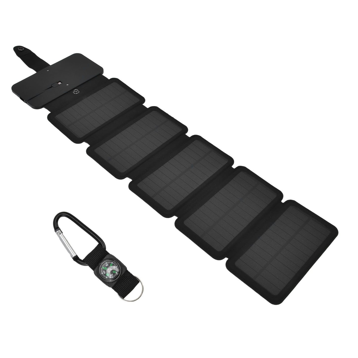 Solar Power Bank Foldable Dual Output Portable Universal Direct Charging Charger for 3 Proof Mobile Power Supply Black 5 Fold