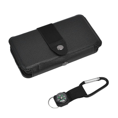 Solar Power Bank Foldable Dual Output Portable Universal Direct Charging Charger for 3 Proof Mobile Power Supply Black 5 Fold
