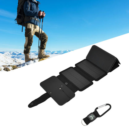 Solar Power Bank Foldable Dual Output Portable Universal Direct Charging Charger for 3 Proof Mobile Power Supply Black 5 Fold