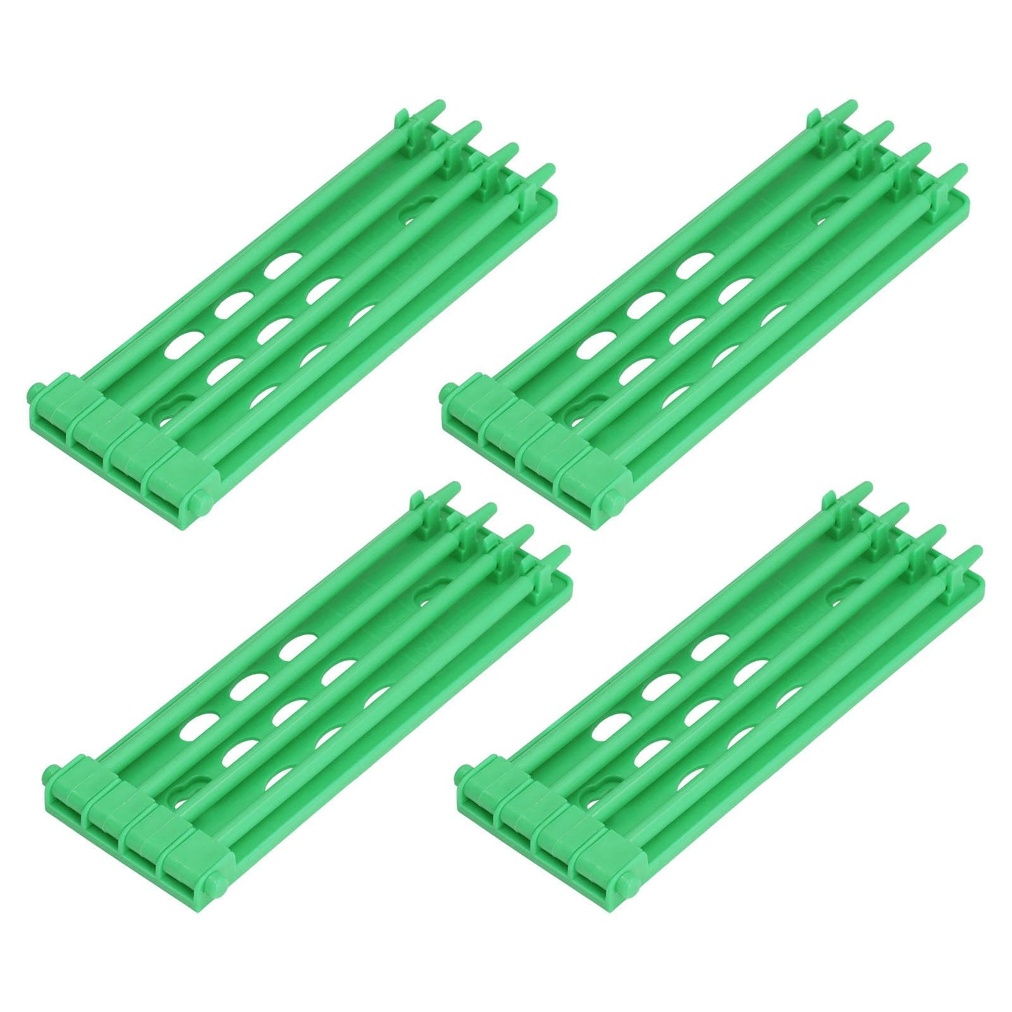 4Pcs Pigeon Leg Ring Stand 4 Column Design Large Capacity Wall Mounted Safe Durable Plastic Parrot Leg Ring Holder Green