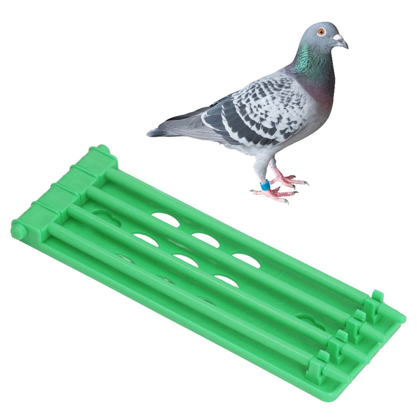 4Pcs Pigeon Leg Ring Stand 4 Column Design Large Capacity Wall Mounted Safe Durable Plastic Parrot Leg Ring Holder Green