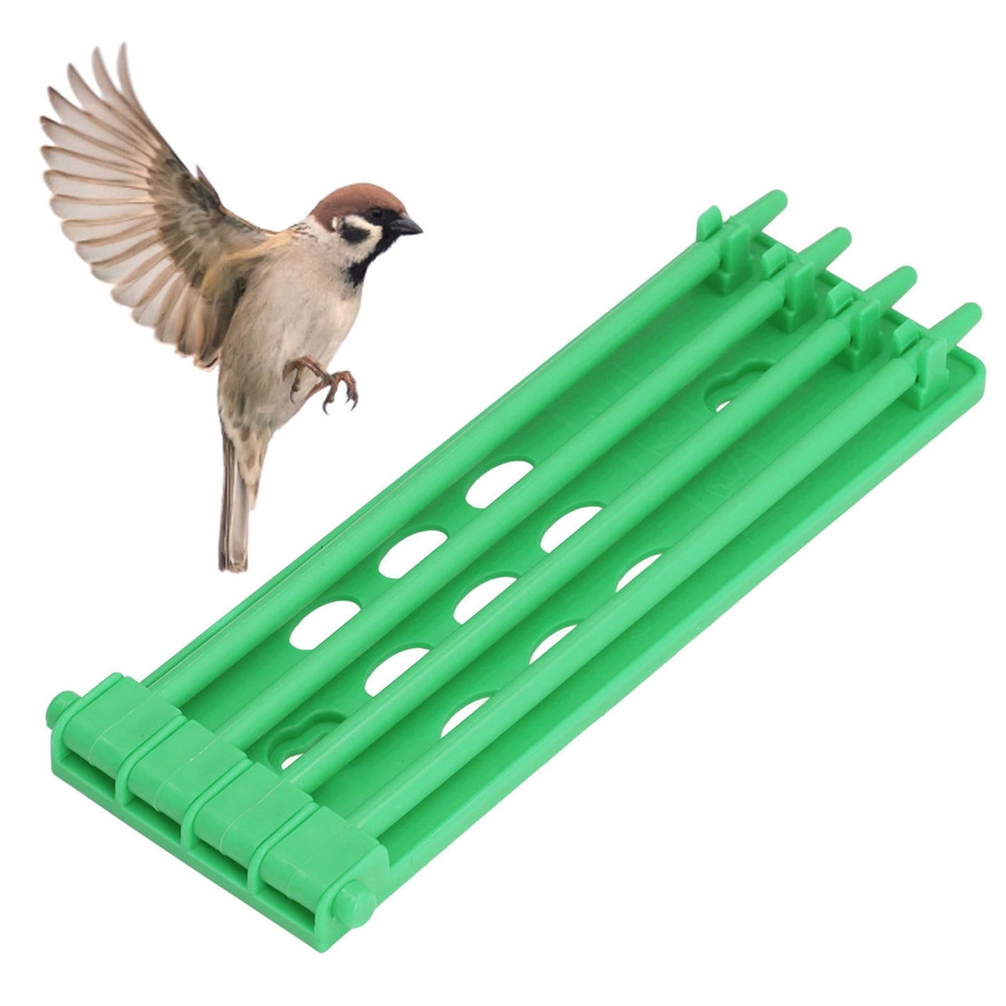 4Pcs Pigeon Leg Ring Stand 4 Column Design Large Capacity Wall Mounted Safe Durable Plastic Parrot Leg Ring Holder Green