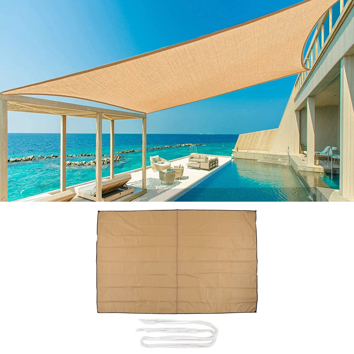 Sun Shade Sails UV Resistant Foldable Portable Easy To Maintain Swimming Pool Sun Sail for Outdoor Gardens 4 Corners