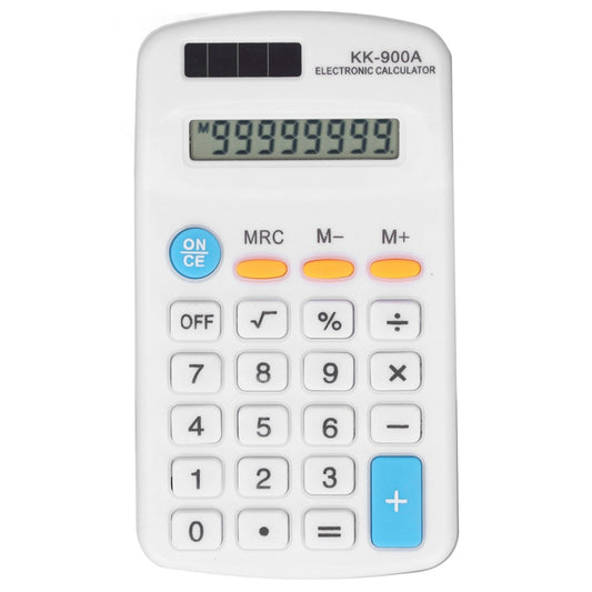 Mini Calculators Handheld 8 Digit with LCD Display Sensitive Button Solar Battery Dual Power for Office School BusinessWhite