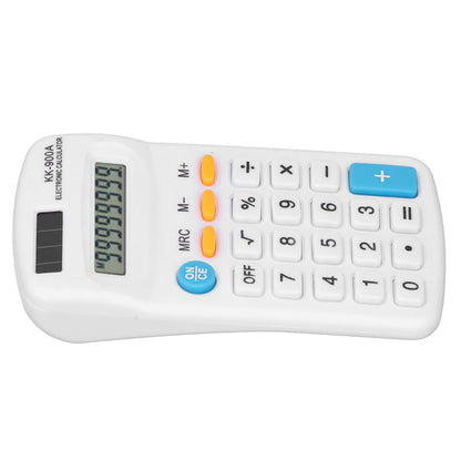 Mini Calculators Handheld 8 Digit with LCD Display Sensitive Button Solar Battery Dual Power for Office School BusinessWhite