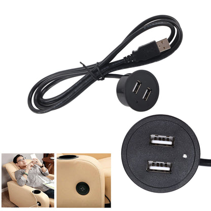 2 USB Charging Socket with 1.5m Cable Embedded Installation 5V 1A Multipurpose for Mobile Phone Cameras TabletUSB Output