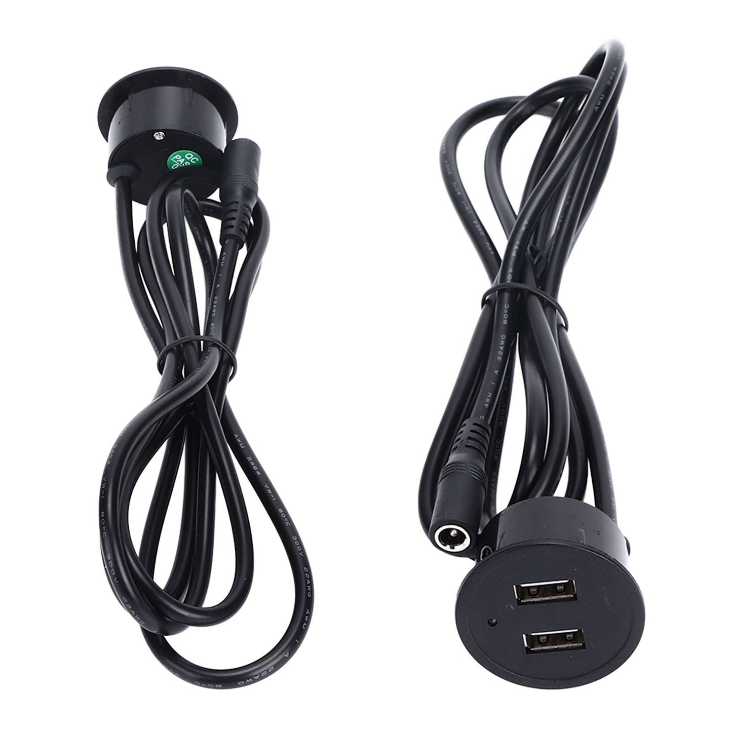 2 USB Charging Socket with 1.5m Cable Embedded Installation 5V 1A Multipurpose for Mobile Phone Cameras TabletDC5521 Output
