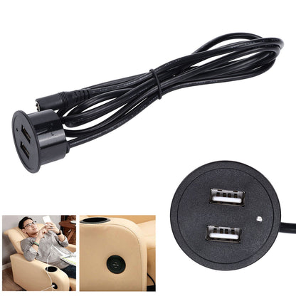 2 USB Charging Socket with 1.5m Cable Embedded Installation 5V 1A Multipurpose for Mobile Phone Cameras TabletDC5521 Output