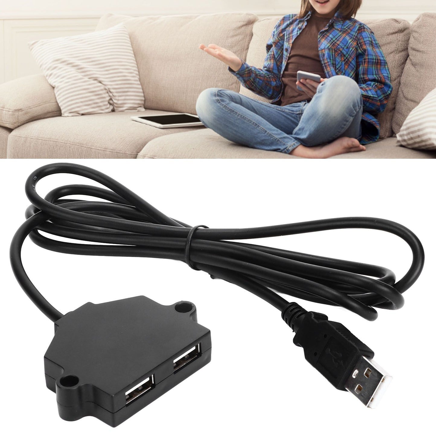 Dual USB Charging Socket with 1.5m Cable 5V 1A Multipurpose for Phone Tablet Camera