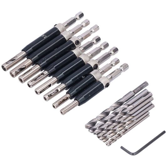 17pcs Hinge Drills Set Self Centering Door Drill Bit Kit with Hex Wrench for Woodworking