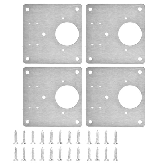 4Set Hinge Plate Stainless Steel Hinge Side Plate Cabinet Door Hinge Repair Bracket for Home Kitchen