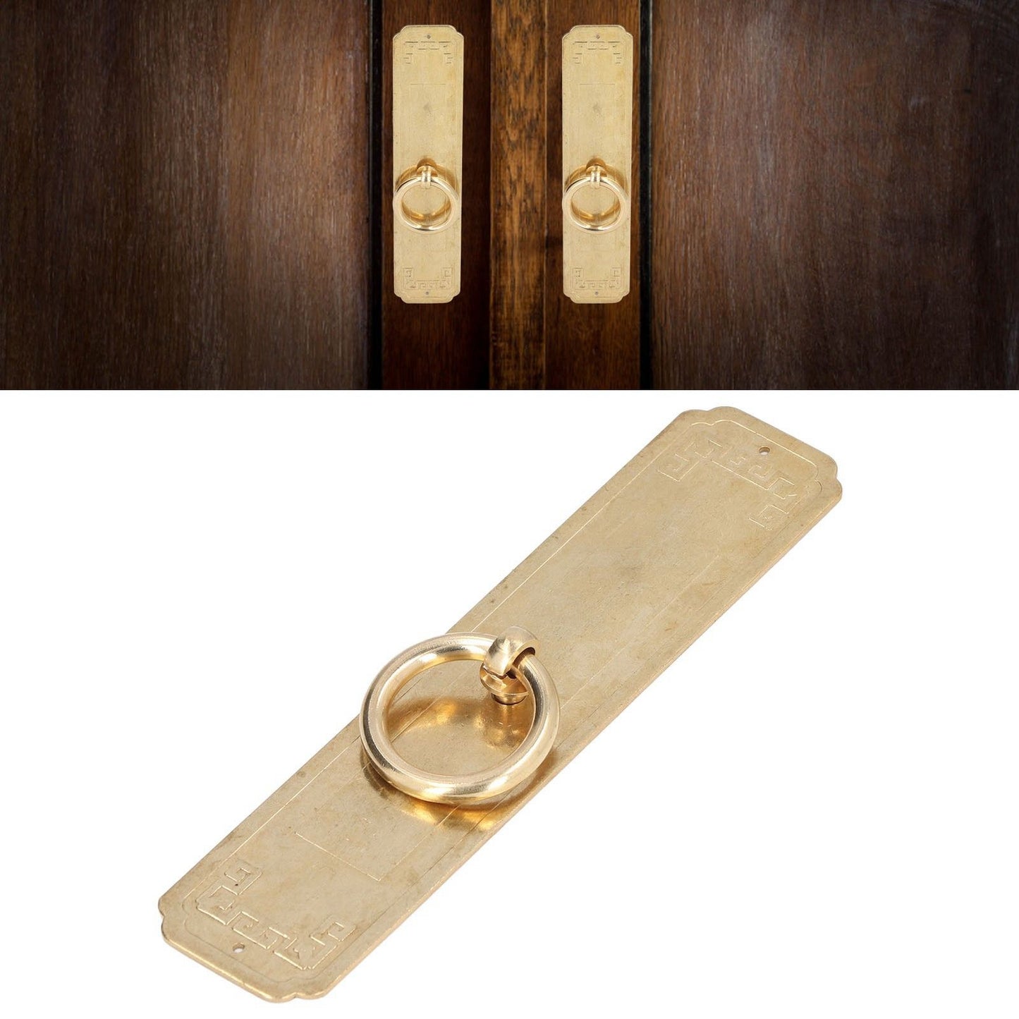 Cabinet Door Handle Chinese Furniture Antique Pattern Pure Copper Cabinet Doors Window Retro HandleLength 16cm