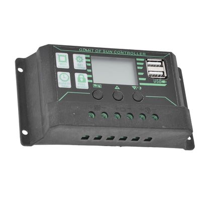 Solar Charge Discharge Controller Adjustable LCD Display PWM Dual USB Photovoltaic MPPT Solar Panel Regulator 10A