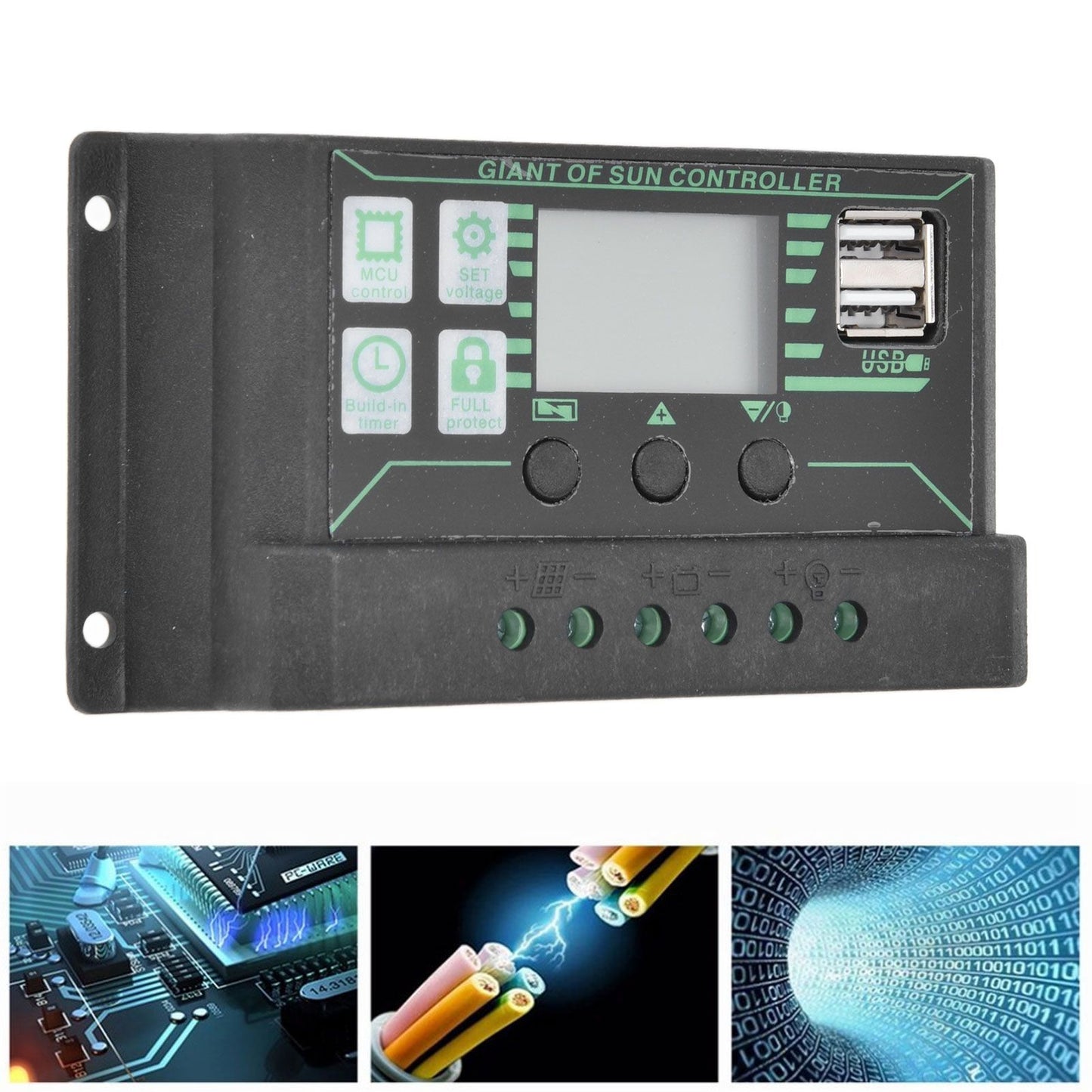 Solar Charge Discharge Controller Adjustable LCD Display PWM Dual USB Photovoltaic MPPT Solar Panel Regulator 20A