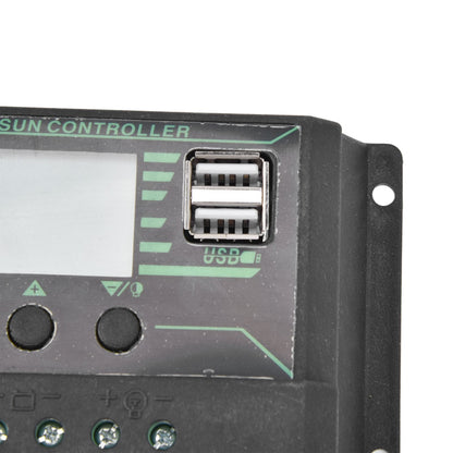 Solar Charge Discharge Controller Adjustable LCD Display PWM Dual USB Photovoltaic MPPT Solar Panel Regulator 20A