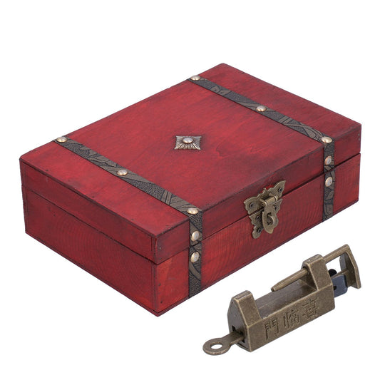 Jewelry Box Antique Wooden Photography Shooting Props Desktop Storage Box with Lock