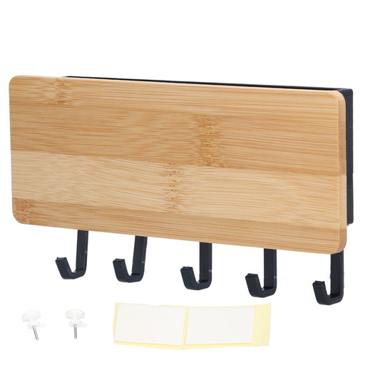 Wall Mounted Key Holder Bamboo Modern Anti Slip Key Hanger for Home Office Living RoomBamboo Color