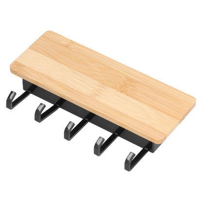 Wall Mounted Key Holder Bamboo Modern Anti Slip Key Hanger for Home Office Living RoomBamboo Color