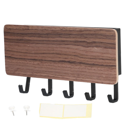 Wall Mounted Key Holder Bamboo Modern Anti Slip Key Hanger for Home Office Living RoomBrown