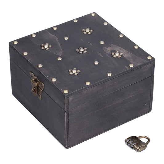 Treasure Props Storage Box with Password Lock Retro Wooden Storage Box for Home Living Room
