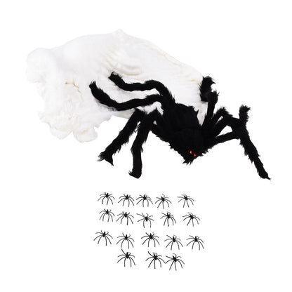 Decorative Spider Spook House Artificial Spider with Fake Cobweb for Party Halloween Festival Decoration