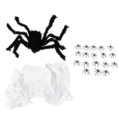 Decorative Spider Spook House Artificial Spider with Fake Cobweb for Party Halloween Festival Decoration